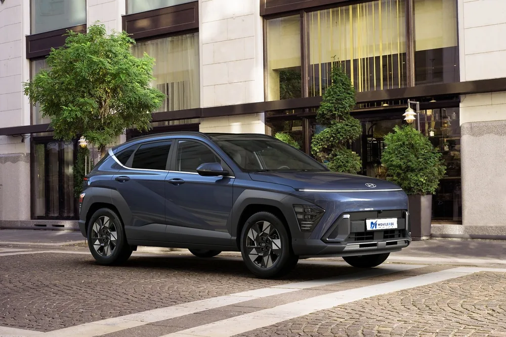 Hyundai Kona Híbrido Denim Blue, vista delantera tres cuartos