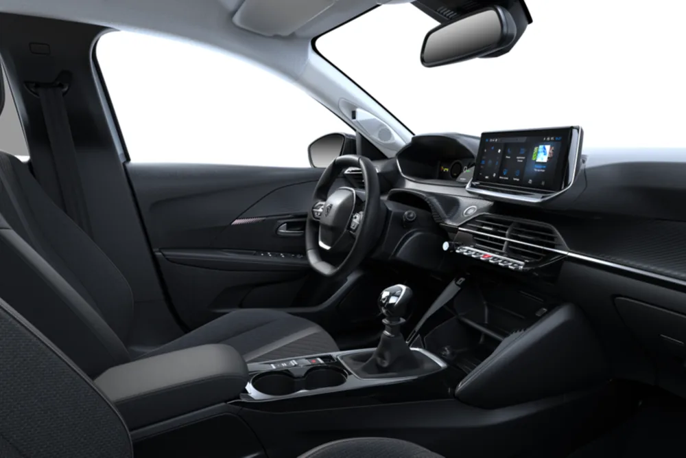 Peugeot 208 Allure — salpicadero, pantalla táctil y palanca de cambio manual
