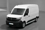 Renault Master Furgón L2H2 en Blanco Mineral, tres cuartos delantero con la placa de MoviLease