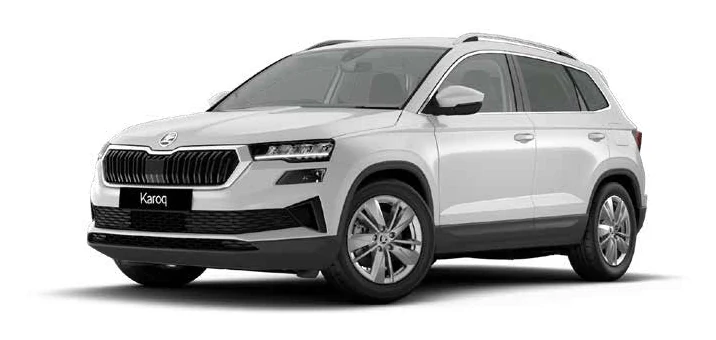 Škoda Karoq en renting — vista frontal tres cuartos